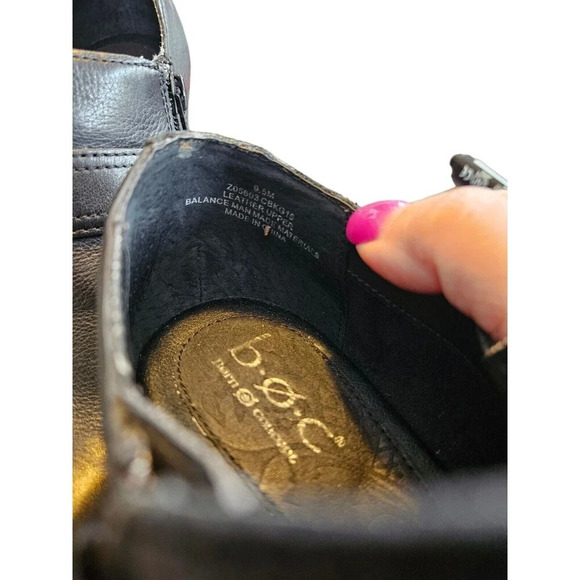 b.o.c. by Born Womens Black Leather Ankle Boots Booties Sz US 9.5 M Buckle Strap - Picture 6 of 10